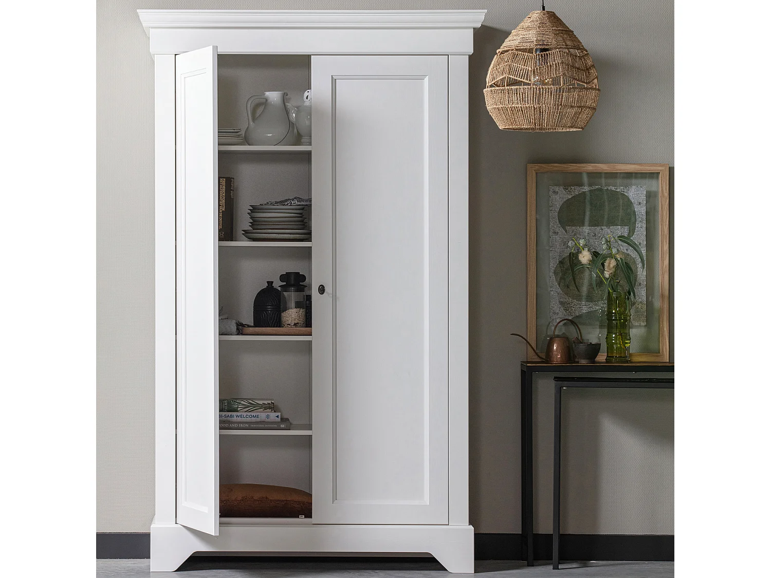 Armoire basse 2 portes en pin ISABEL