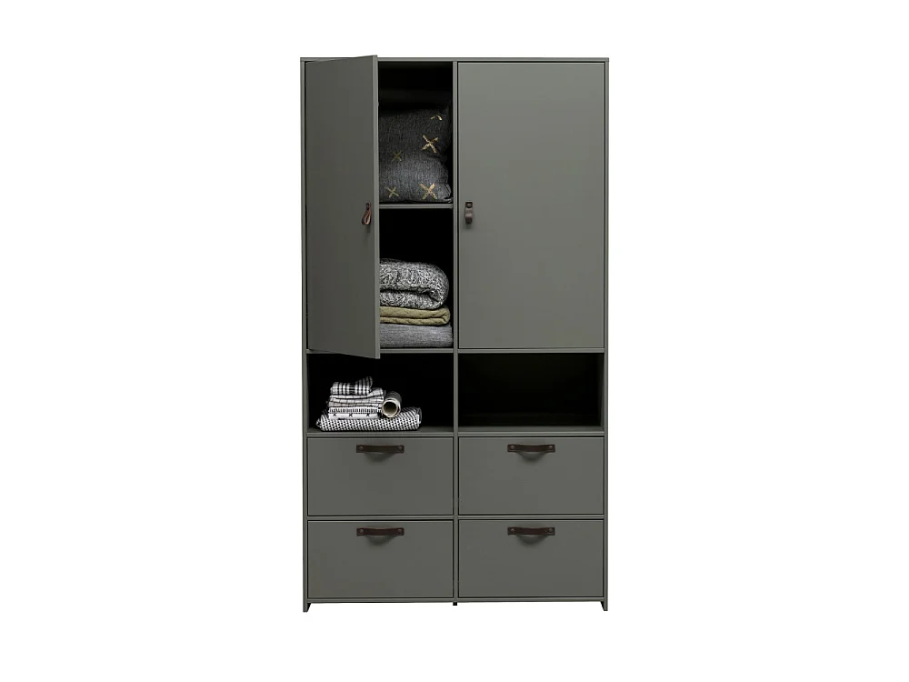 Armoire 2 portes et 4 tiroirs en pin STAGE