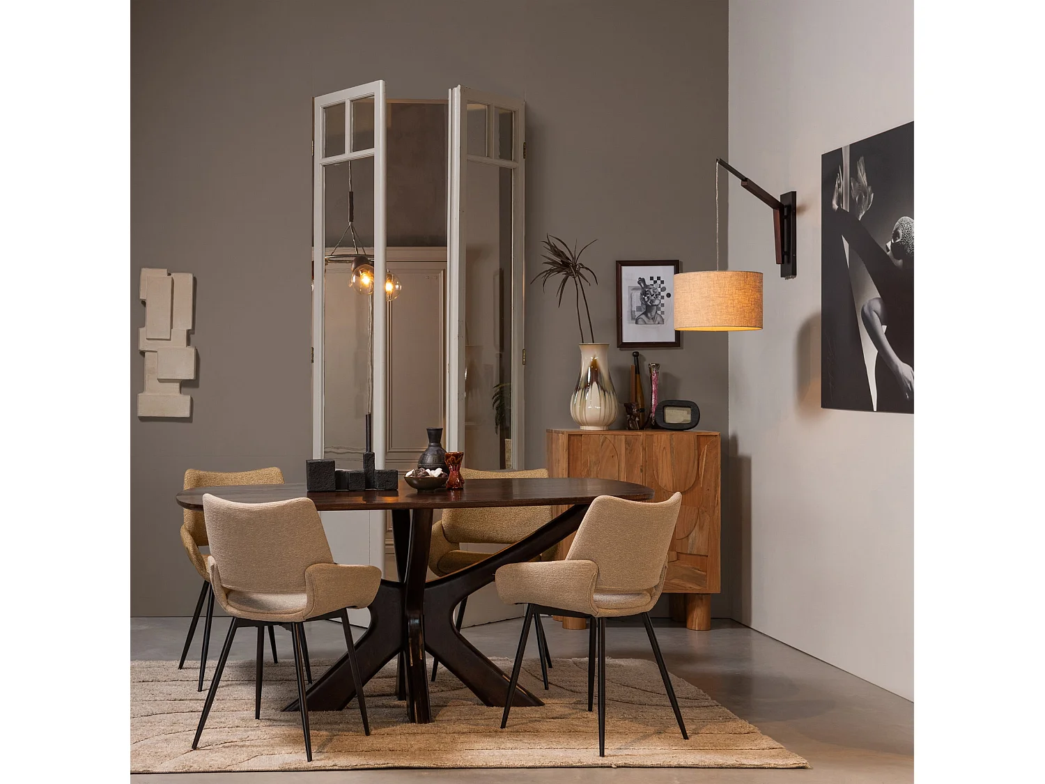 Lot de 2 chaises de table en tissu mélange PARADE