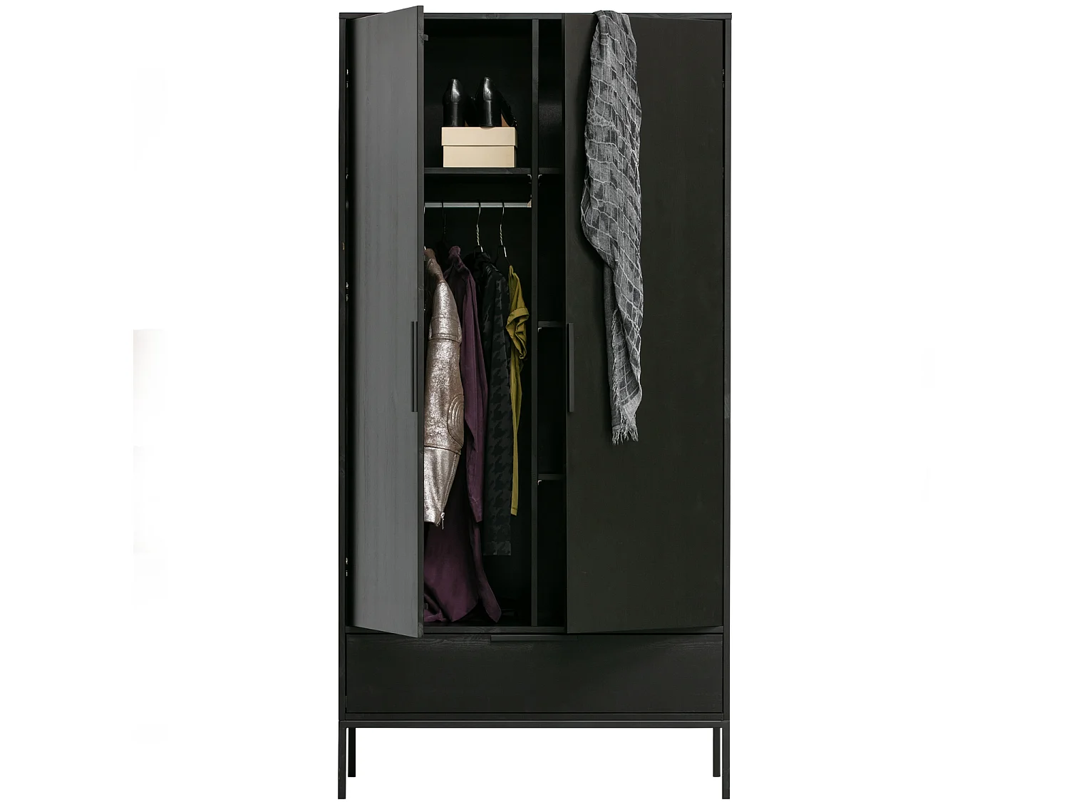 Armoire 2 portes et 1 tiroir en pin ADAM