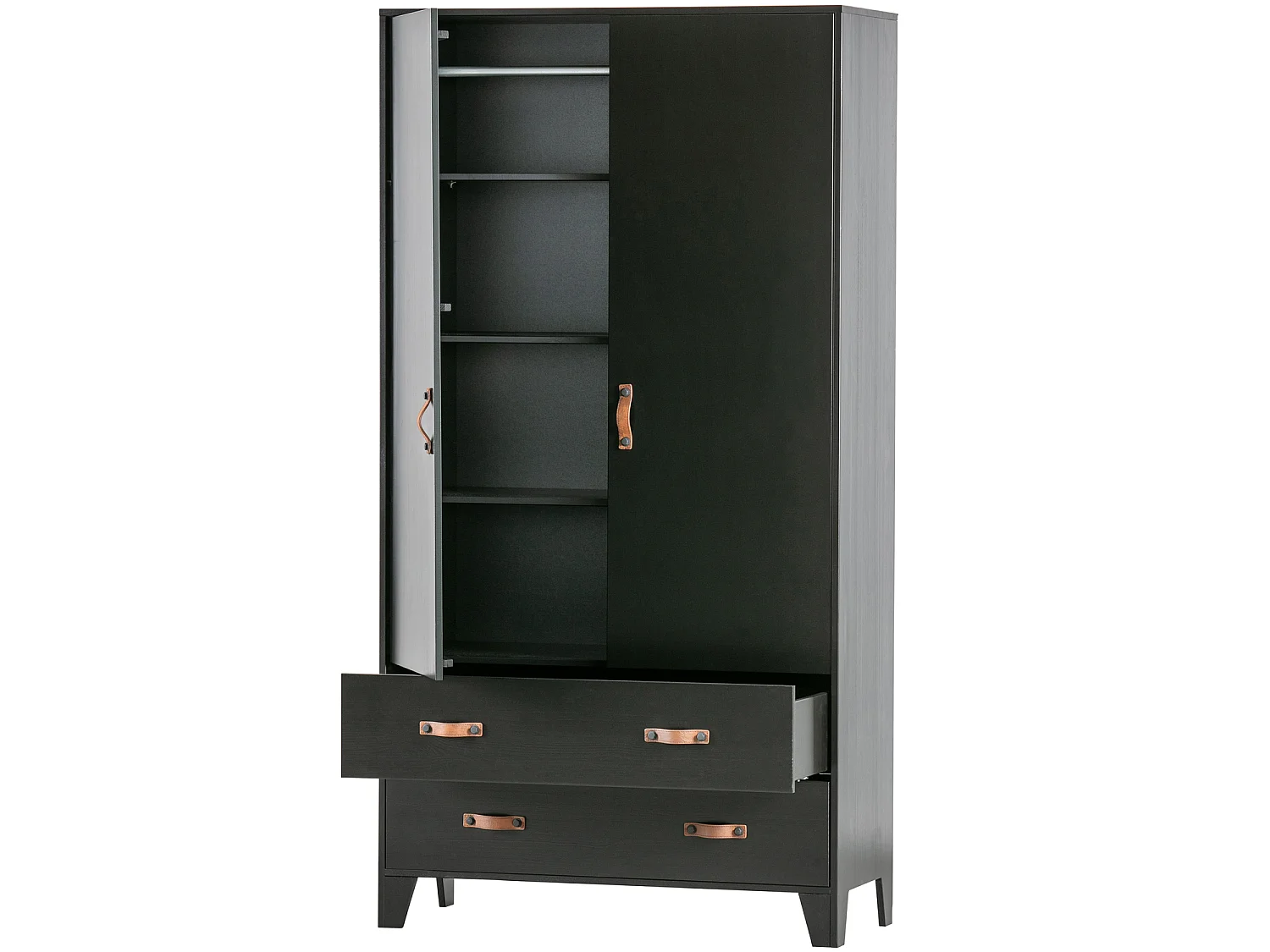 Armoire 2 portes et 4 tiroirs en pin DIAN