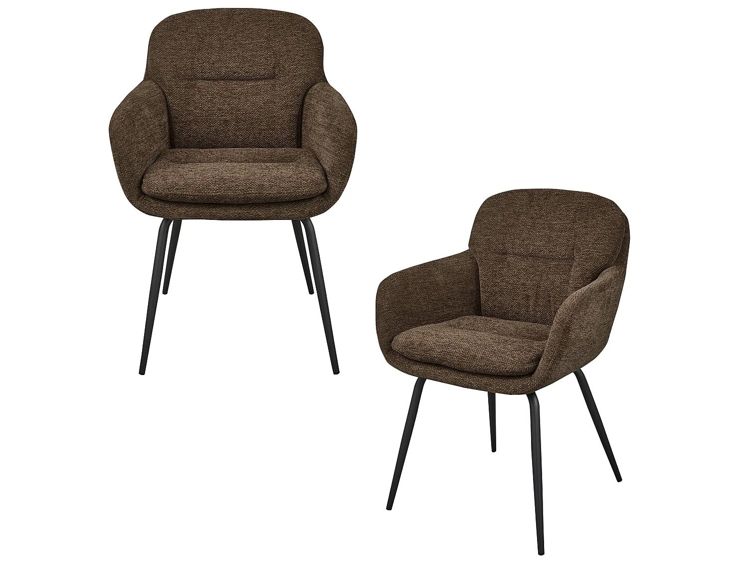 Lot de 2 chaises de table en tissu chenille RUNA