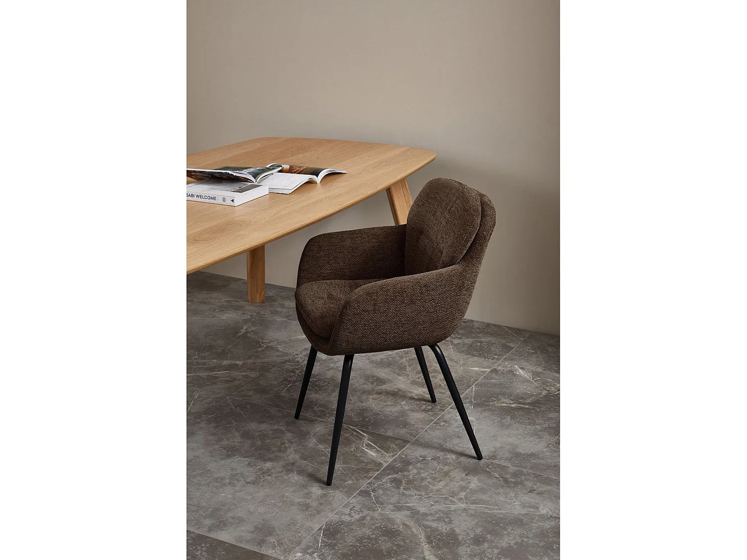 Lot de 2 chaises de table en tissu chenille RUNA