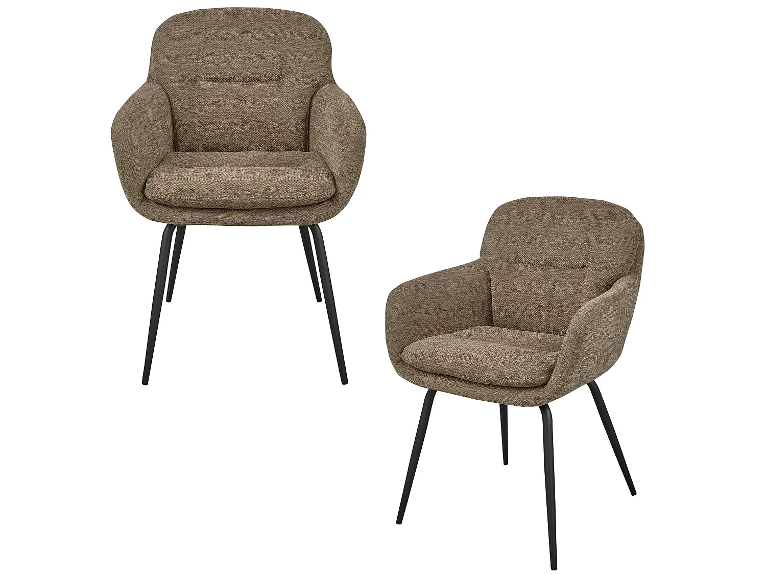 Lot de 2 chaises de table en tissu chenille RUNA