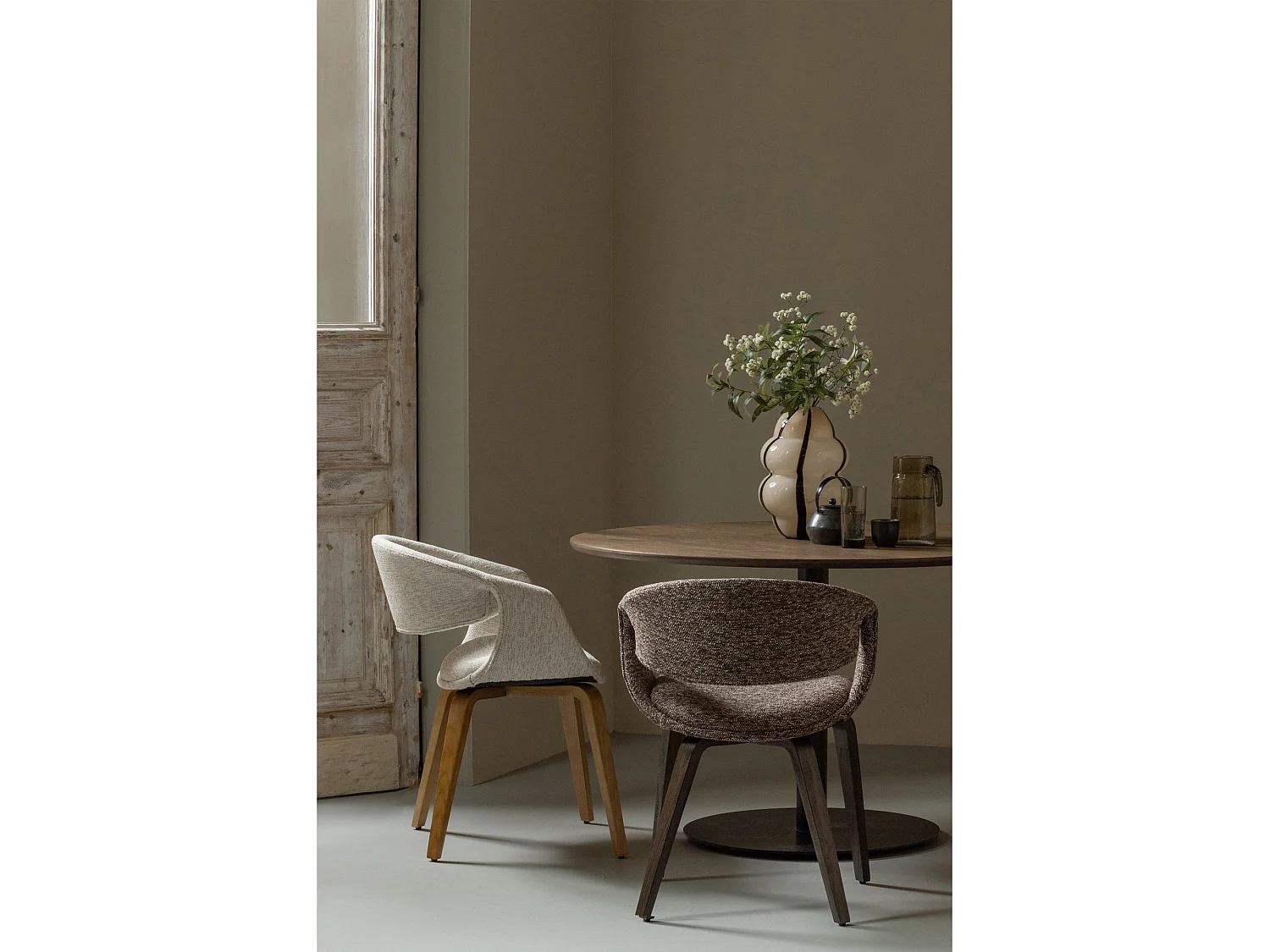 Lot de 2 chaises de table en bois et polyester YOSSI