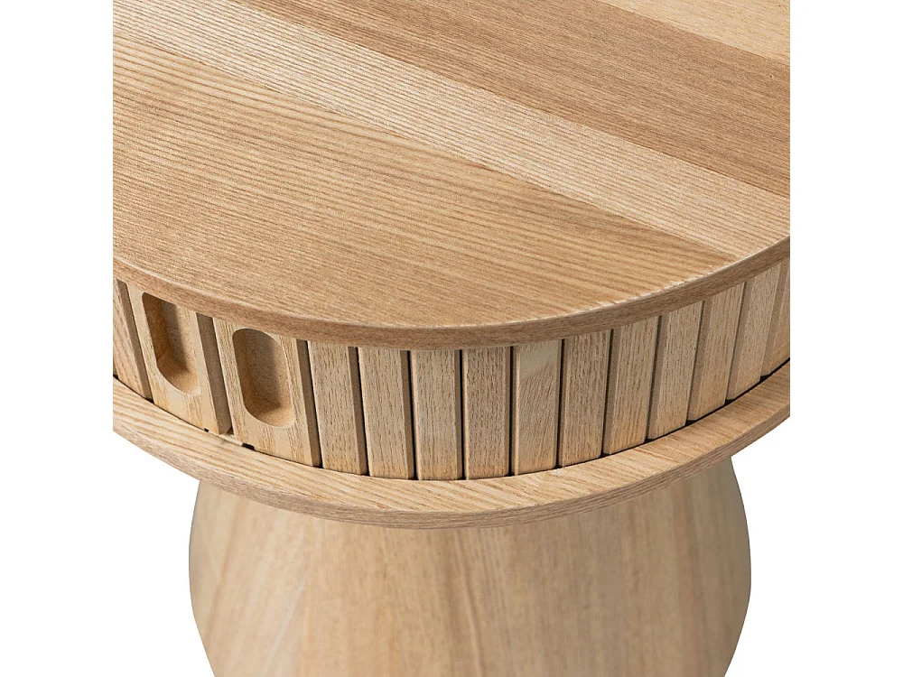 Table de chevet rond en bois de peuplier KARRI