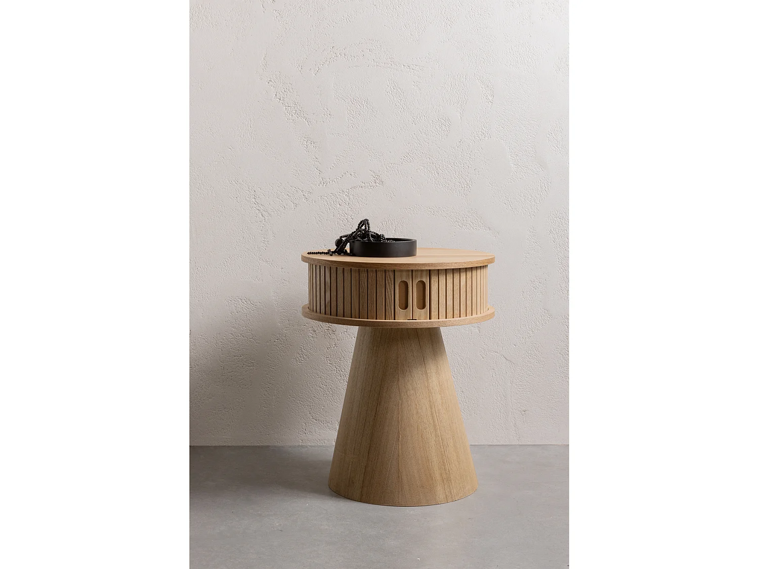 Table de chevet rond en bois de peuplier KARRI