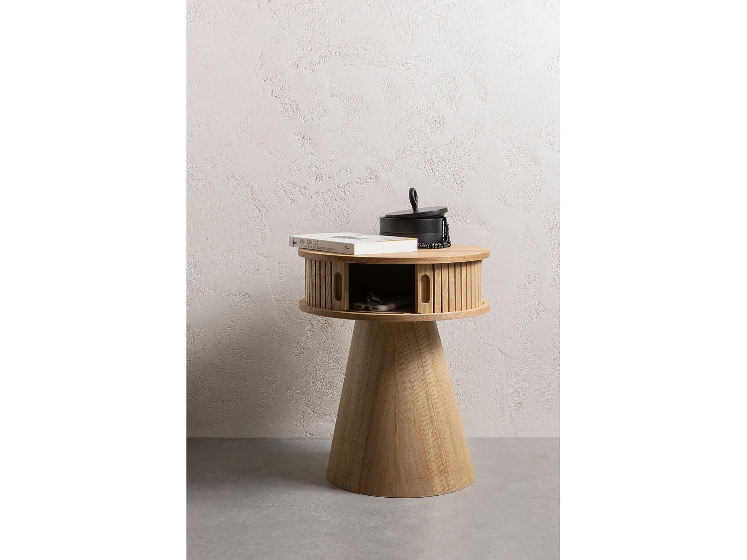Table de chevet rond en bois de peuplier KARRI