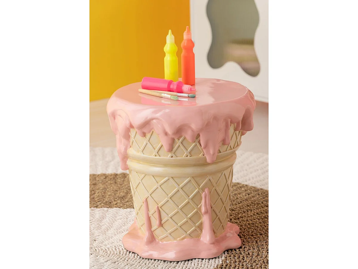 Table d'Appoint Enfant "Crème Glacée" 38cm Rose