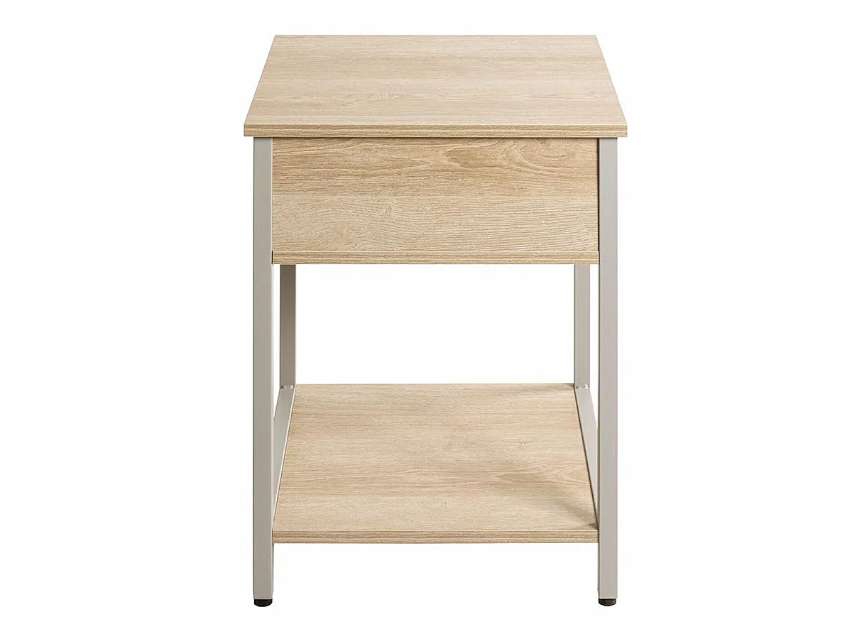 Table de Chevet Avec Tiroir "Burga" 55cm Naturel & Gris