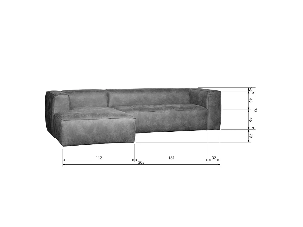 Canapé d'angle gauche aspect cuir BEAN