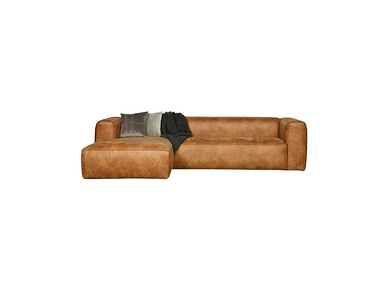 Canapé d'angle gauche 4 places en cuir marron BEAN