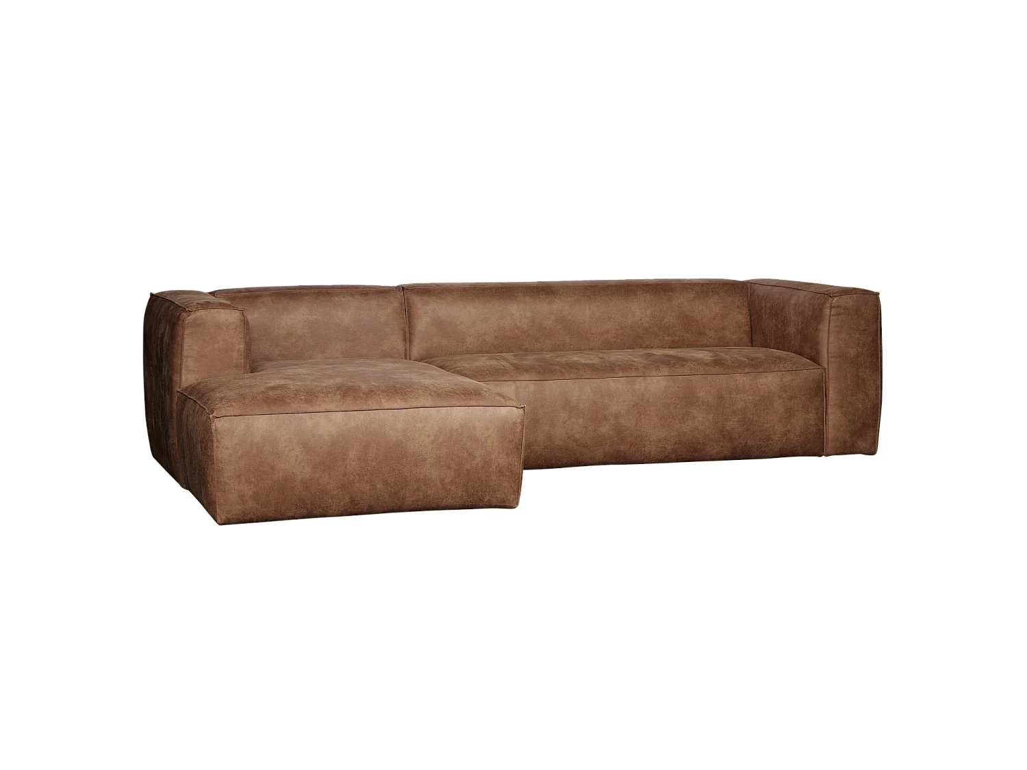Canapé d'angle gauche 4 places en cuir marron BEAN