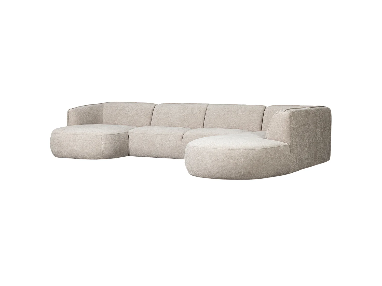 Canapé u-forme droit en tissu tissé POLLY