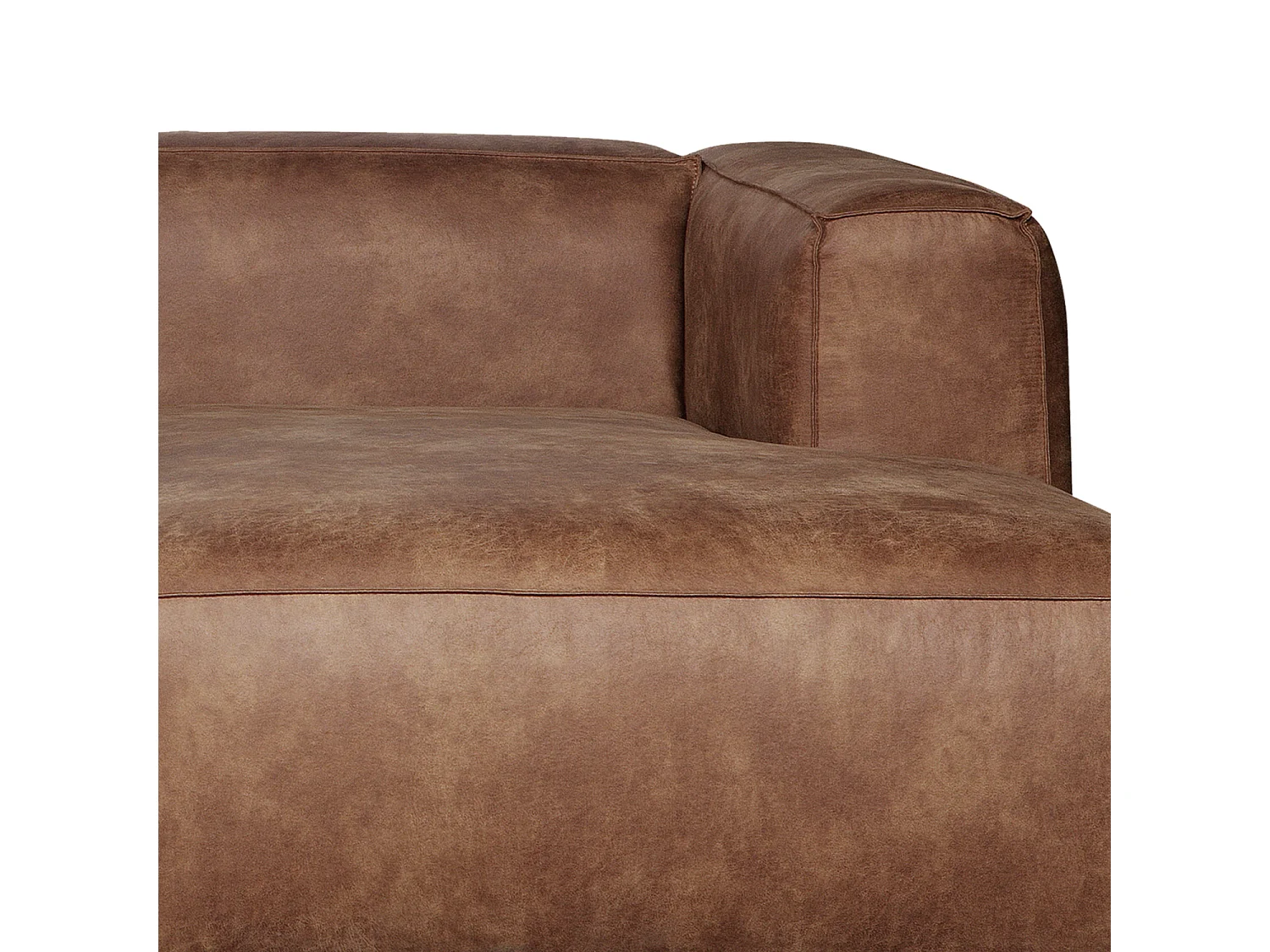 Canapé d'angle droit 4 places en cuir marron BEAN