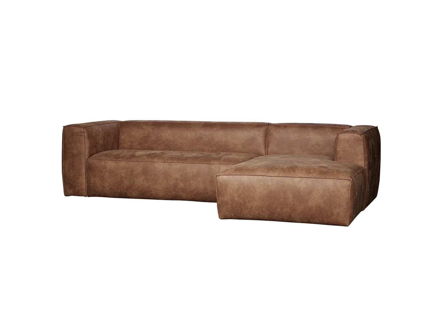 Canapé d'angle droit 4 places en cuir marron BEAN