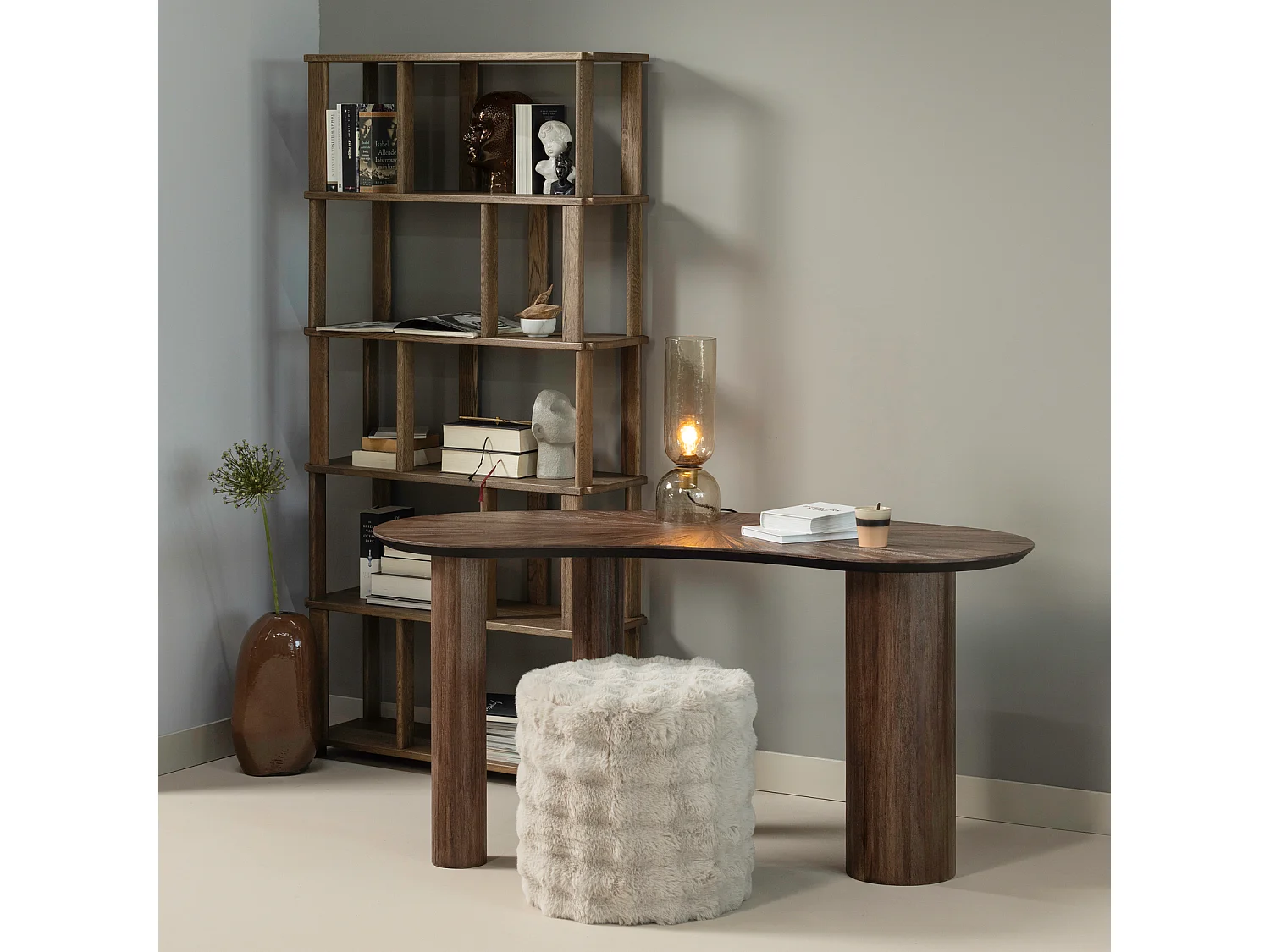 Pouf haut en tissu moelleux OLVEN
