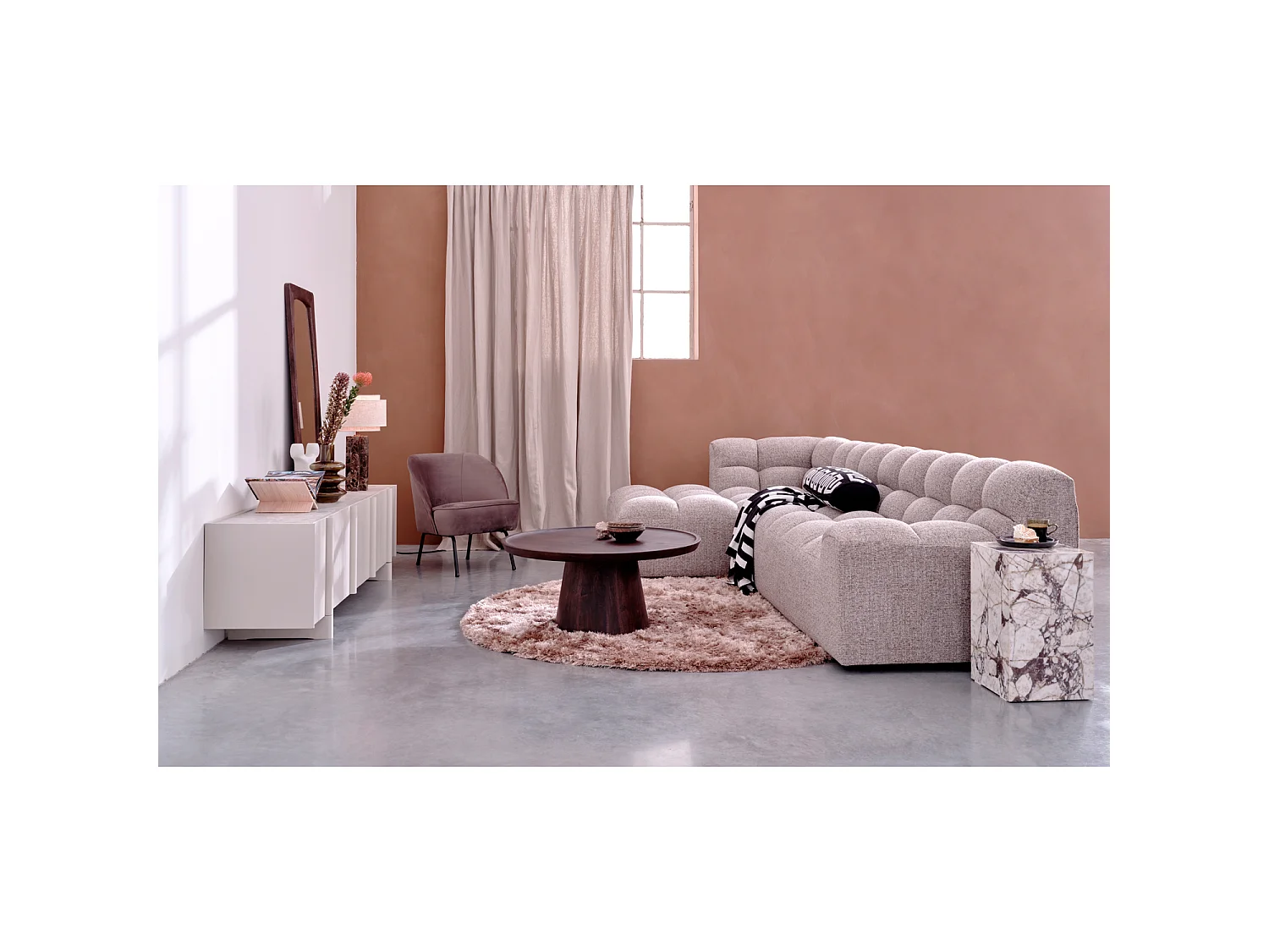 Canapé d'angle gauche en tissu ALLURE
