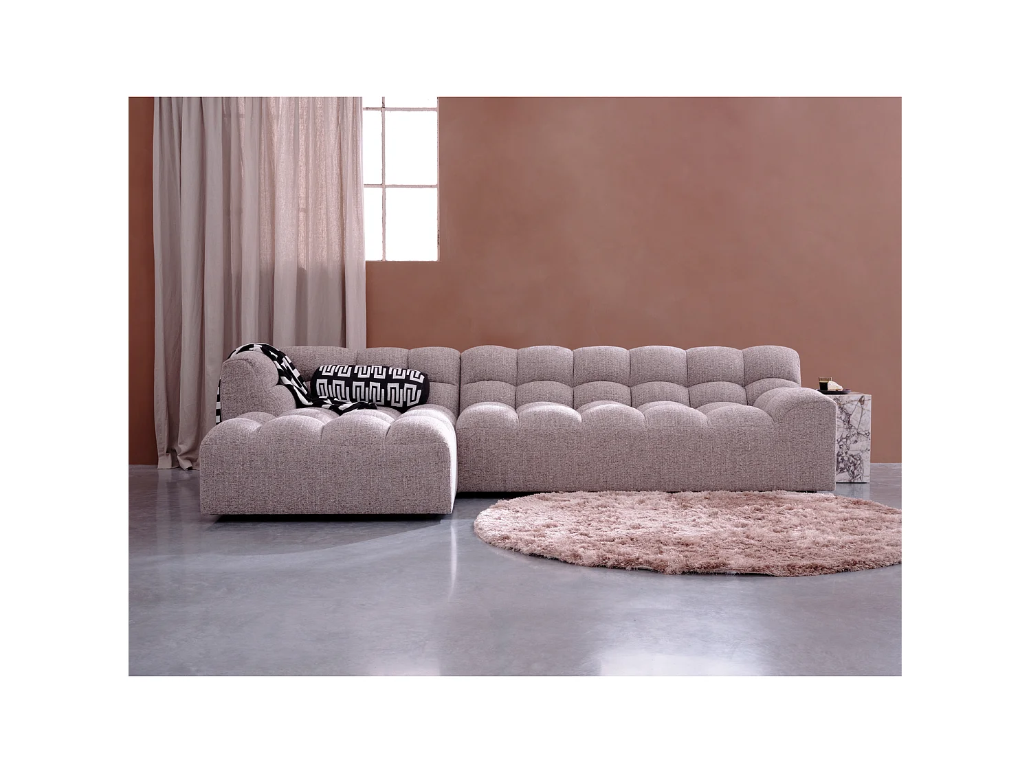 Canapé d'angle gauche en tissu ALLURE