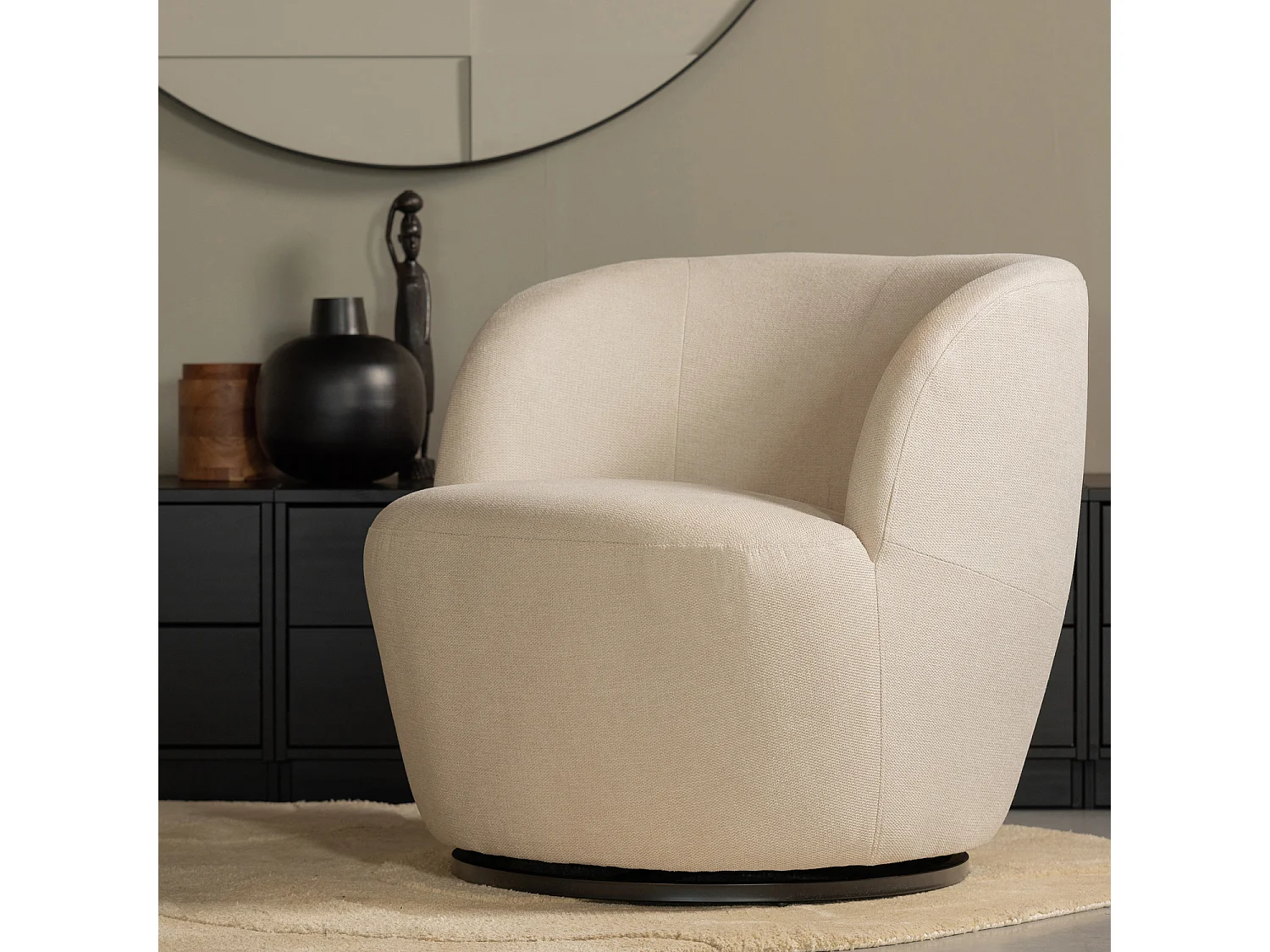 Fauteuil pivotant en tissu tissé SERRA