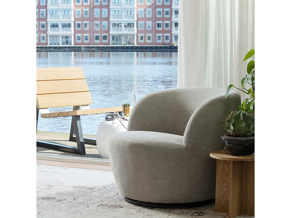 Fauteuil pivotant en tissu tissé SERRA