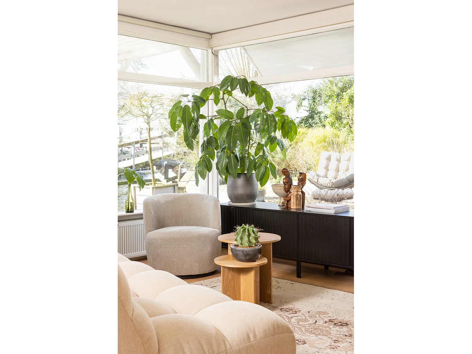 Fauteuil pivotant en tissu tissé SERRA