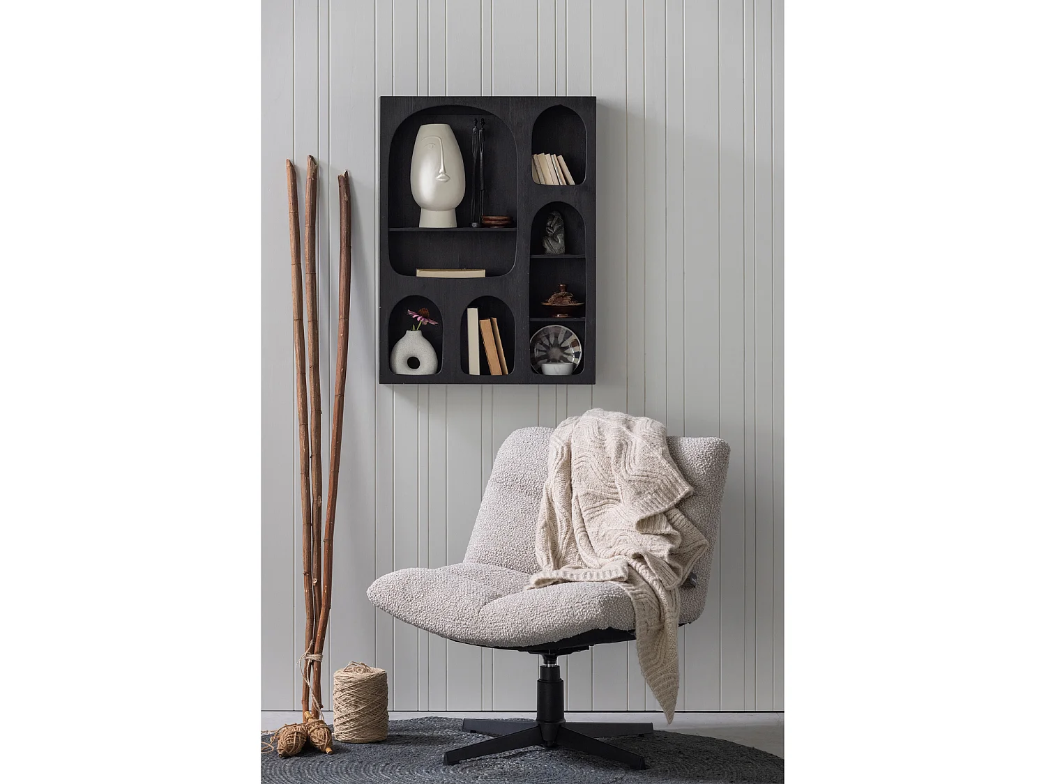 Fauteuil pivotant en bouclé VINNY