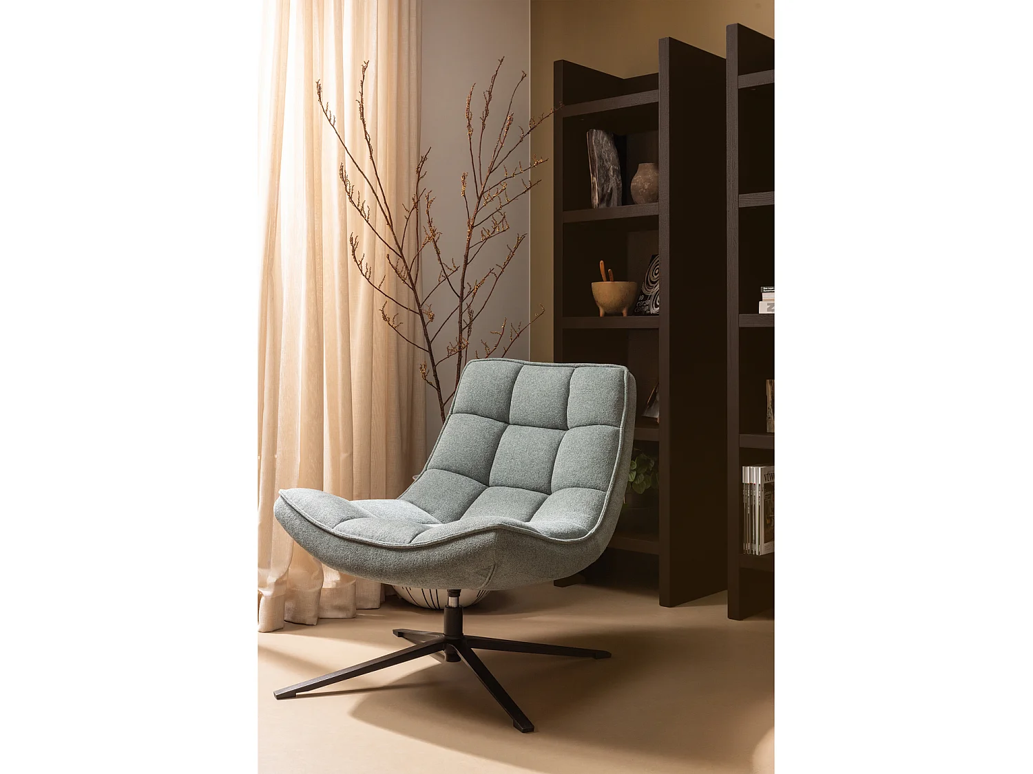 Fauteuil pivotant en tissu tissé MAUDI