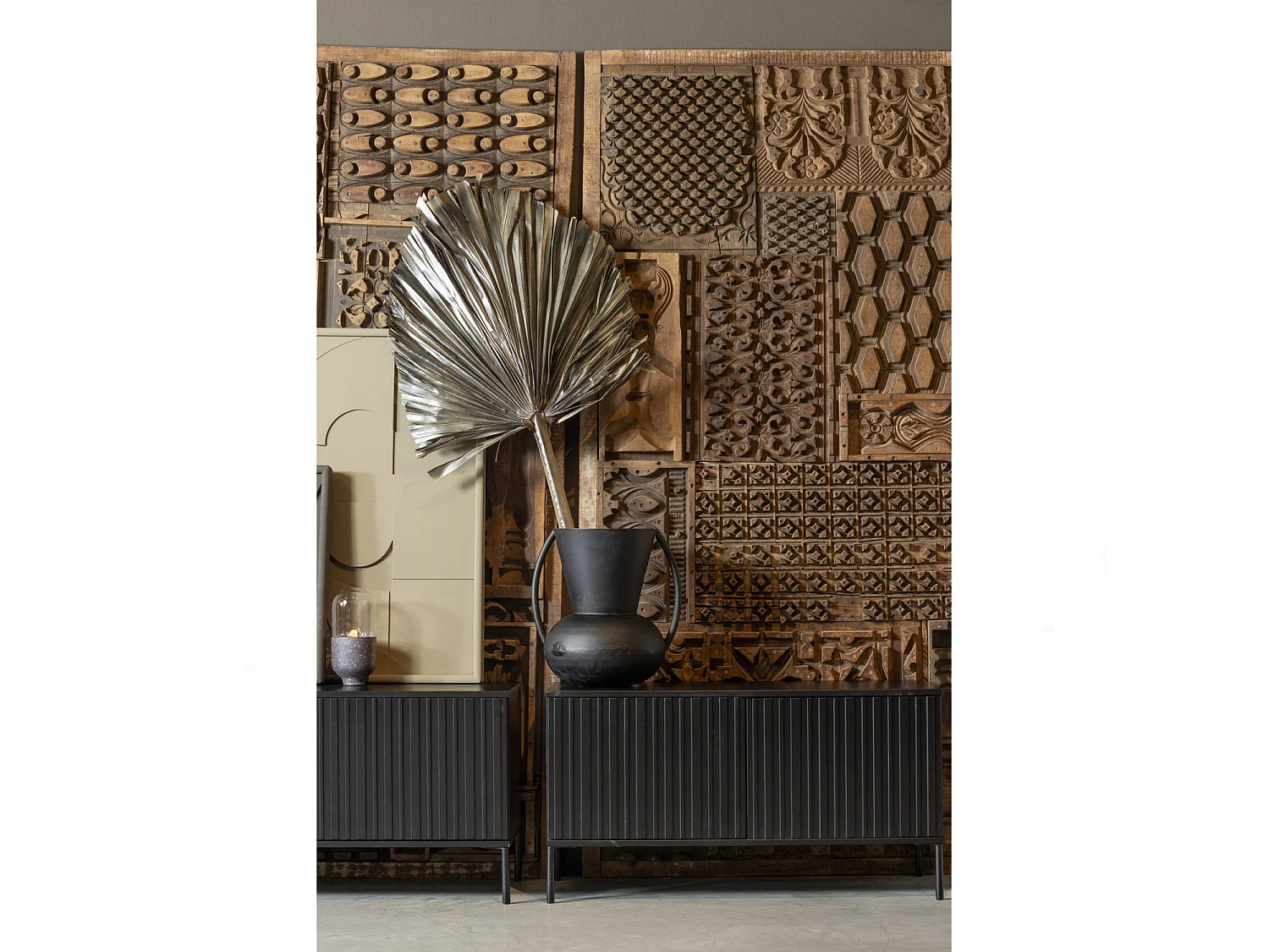 Meuble tv 2 portes en pin NEW GRAVURE