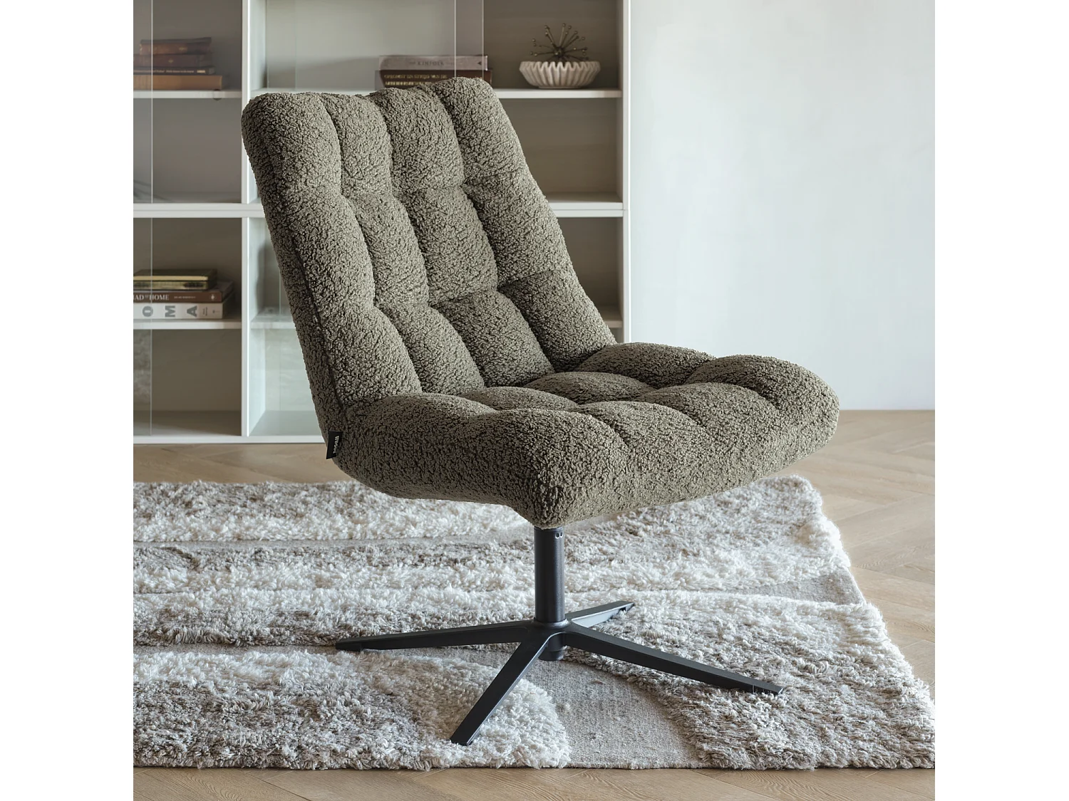 Fauteuil pivotant en tissu teddy tendance JOB