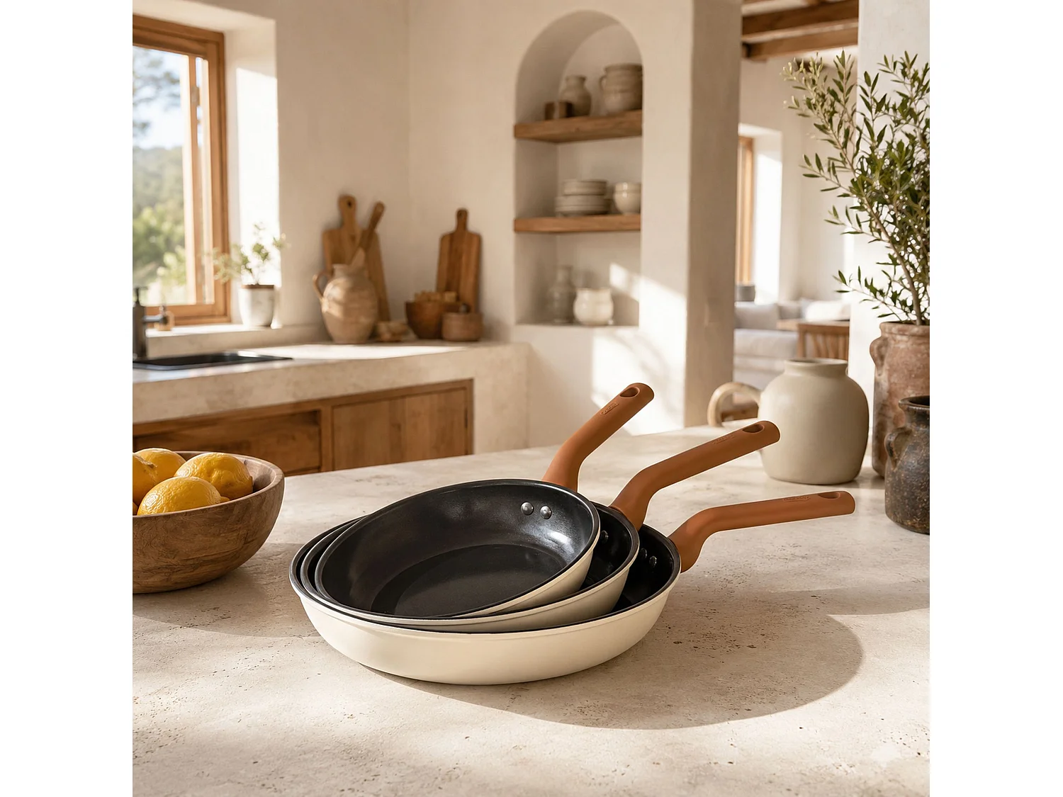 Menastyl - Lot 3 Poêles Praticook 20/24/28cm En Acier Carbone