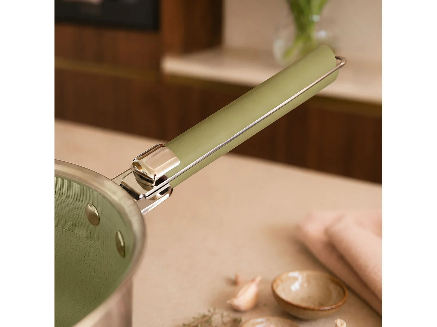 Menastyl - Lot 3 Casseroles Aglae 16/18/20cm En Inox Vert Avec Poignée