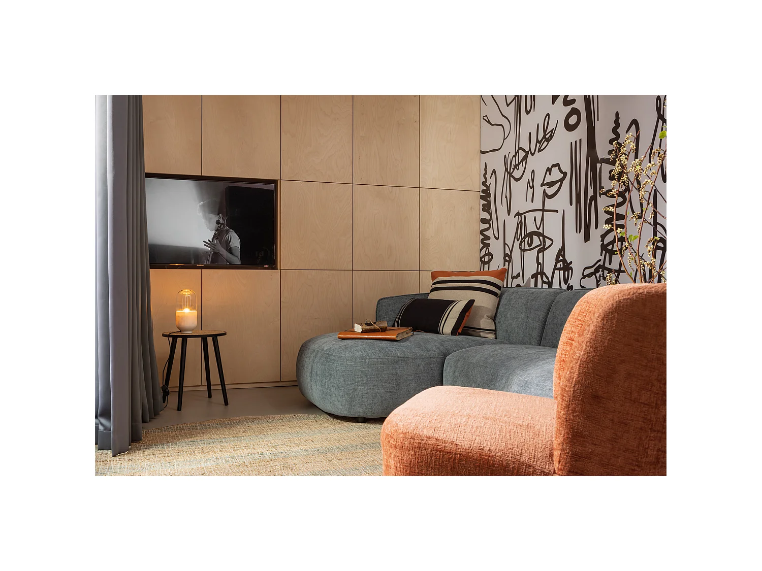 Fauteuil rotatif en velours ATTY