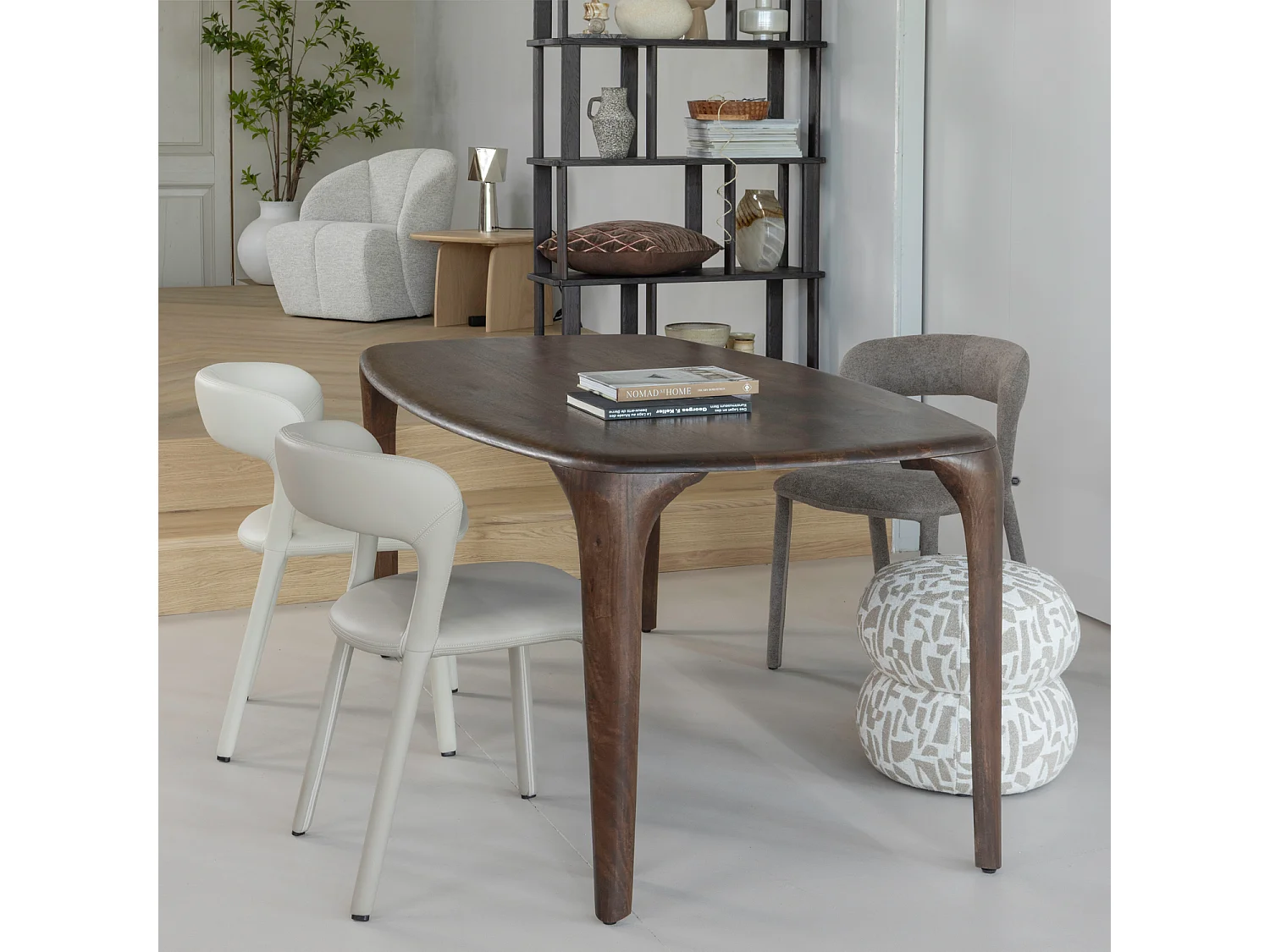 Pouf en polyester et lin ANIC