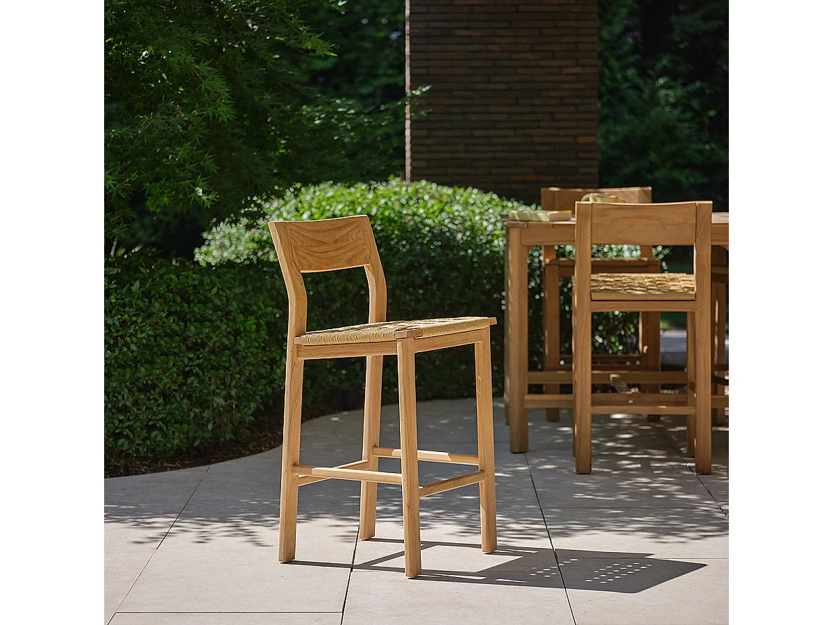 Chaise de bar de jardin en teck