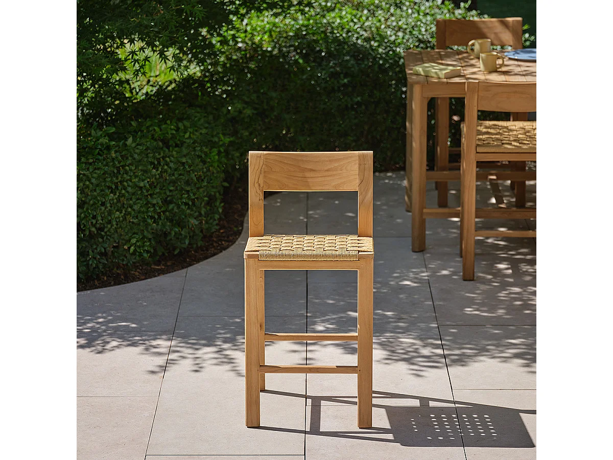 Sedia da bar da giardino in teak