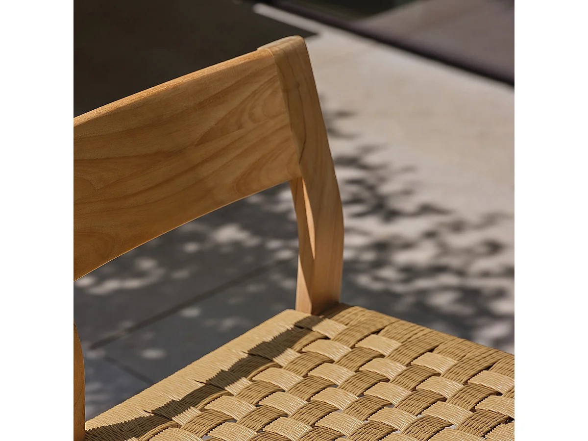 Sedia da bar da giardino in teak