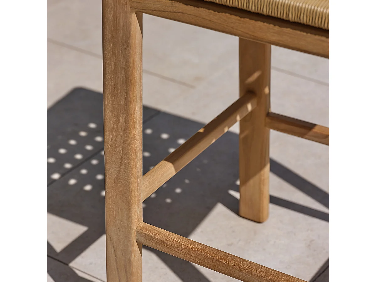 Sedia da bar da giardino in teak