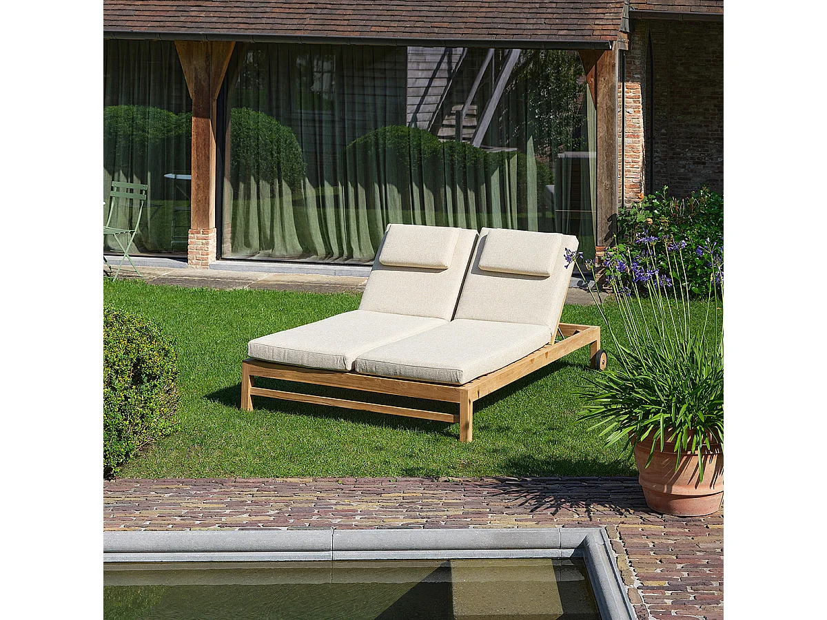 Lettino prendisole doppio in teak massiccio