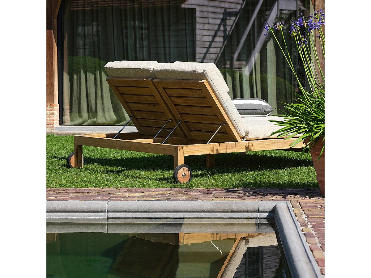 Lettino prendisole doppio in teak massiccio
