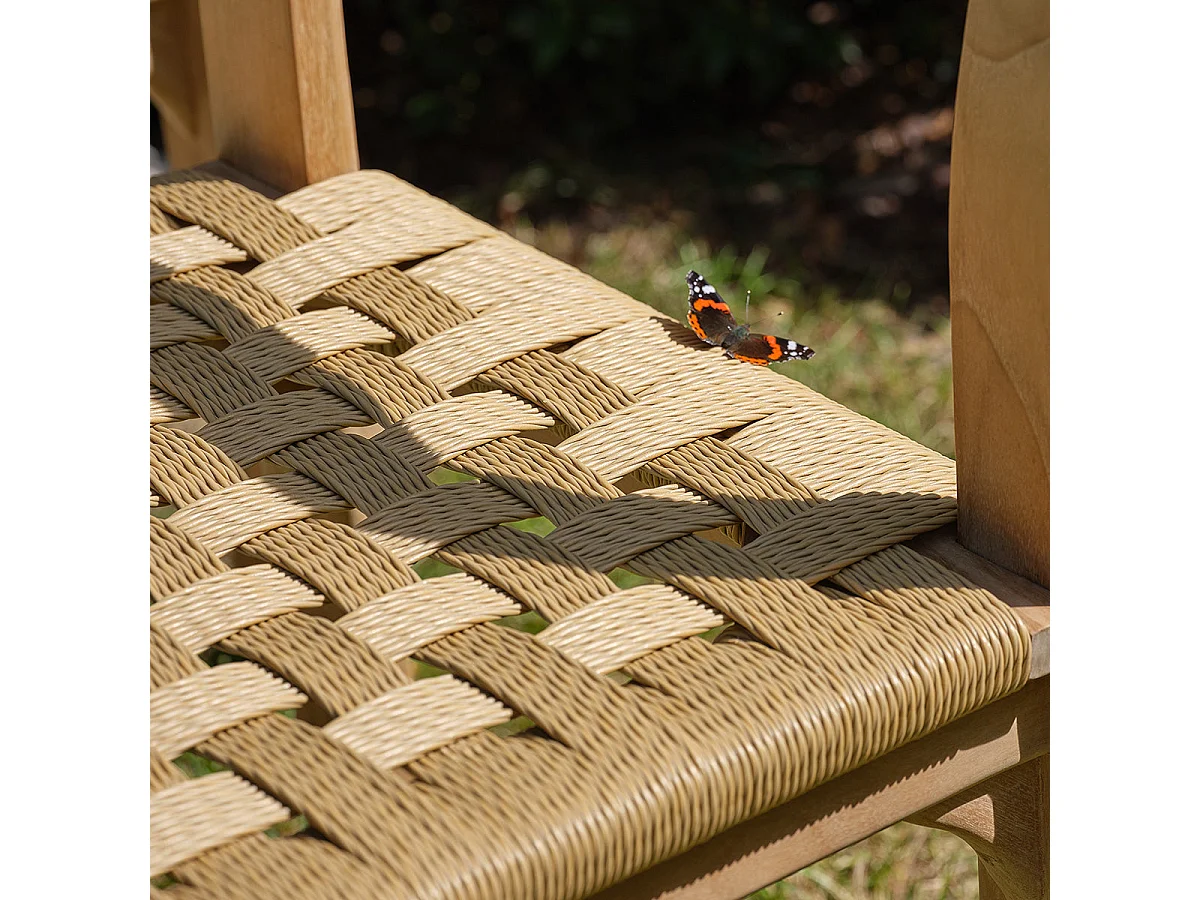 Lot de 2 chaises de jardin en teck et rotin