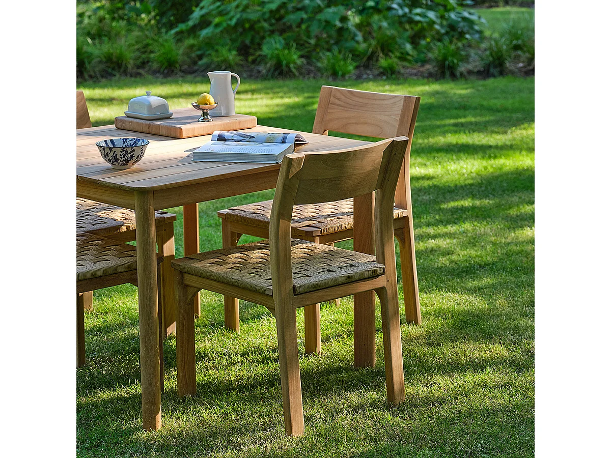 Lot de 2 chaises de jardin en teck et rotin