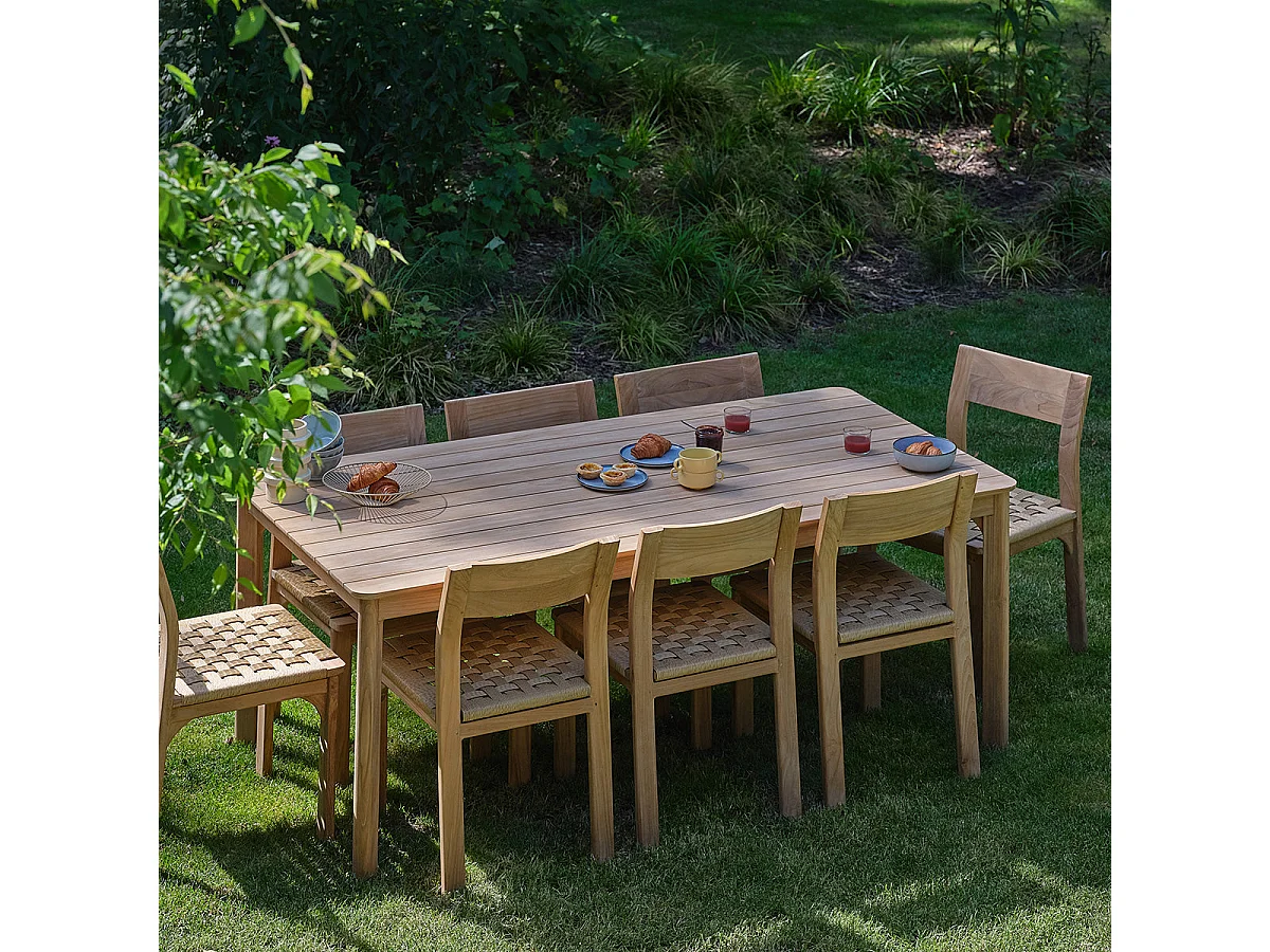 Lot de 2 chaises de jardin en teck et rotin