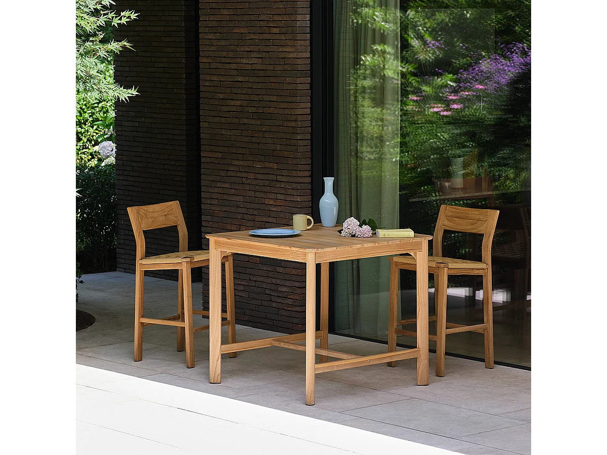 Table haute de jardin en teck 4 pers.