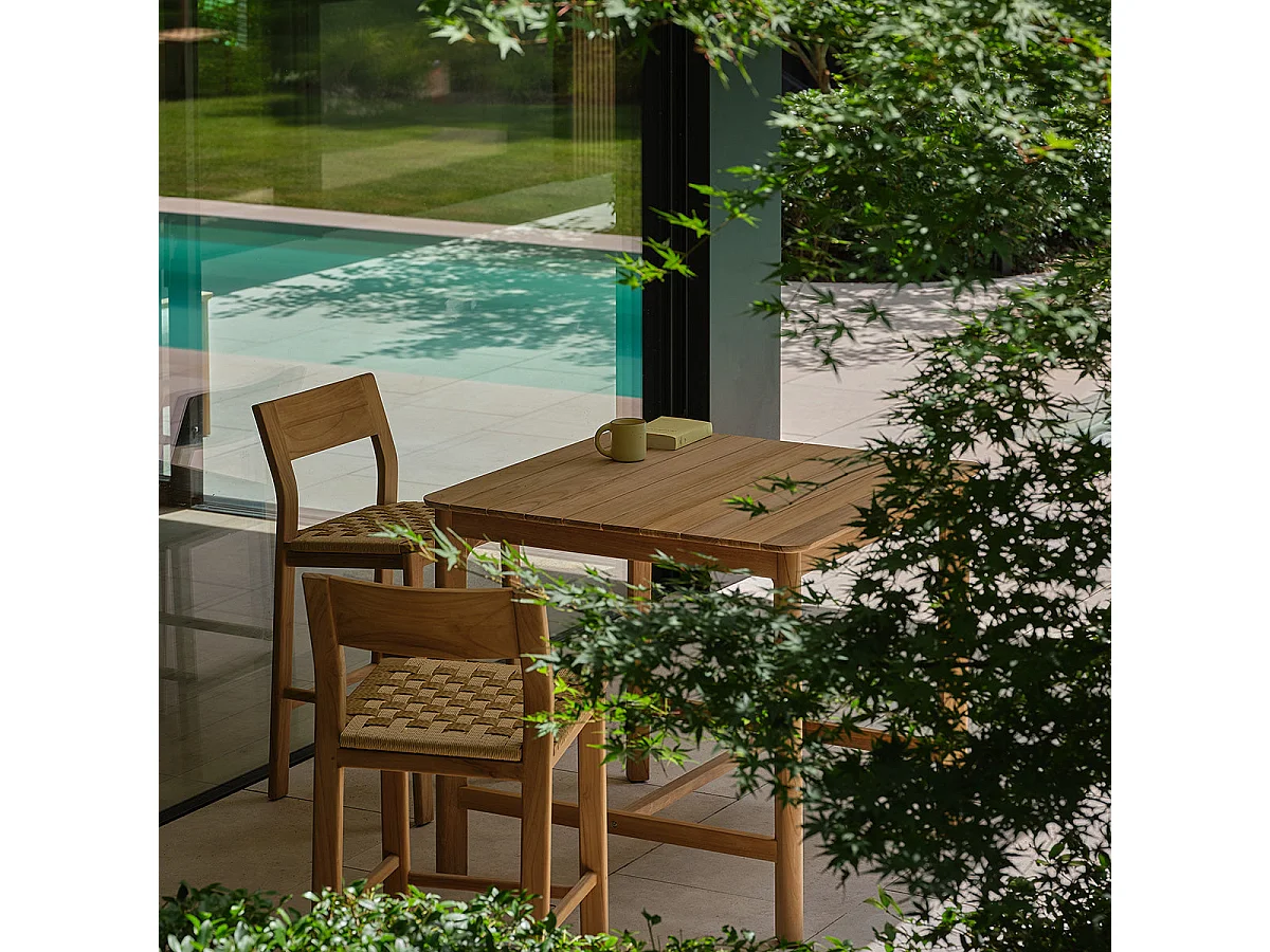 Table haute de jardin en teck 4 pers.