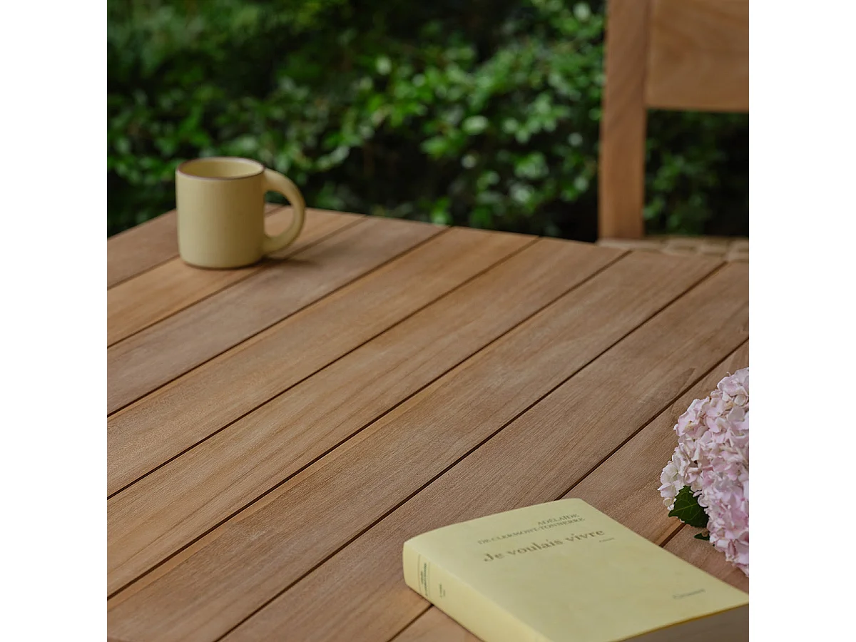 Table haute de jardin en teck 4 pers.