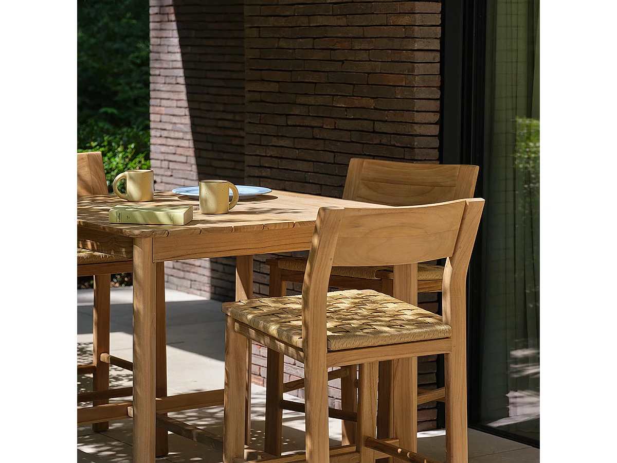 Table haute de jardin en teck 4 pers.