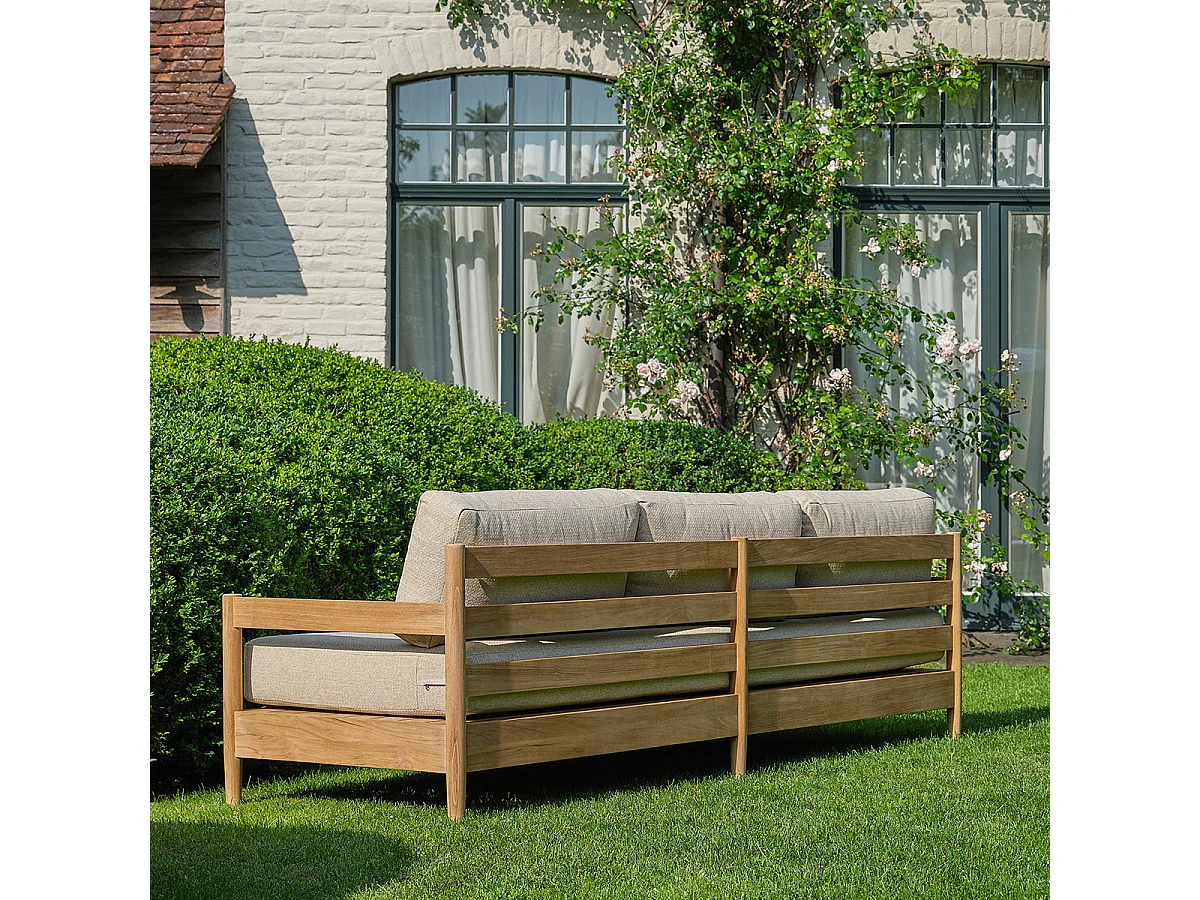 Divano da giardino basso in teak massiccio per 4 persone