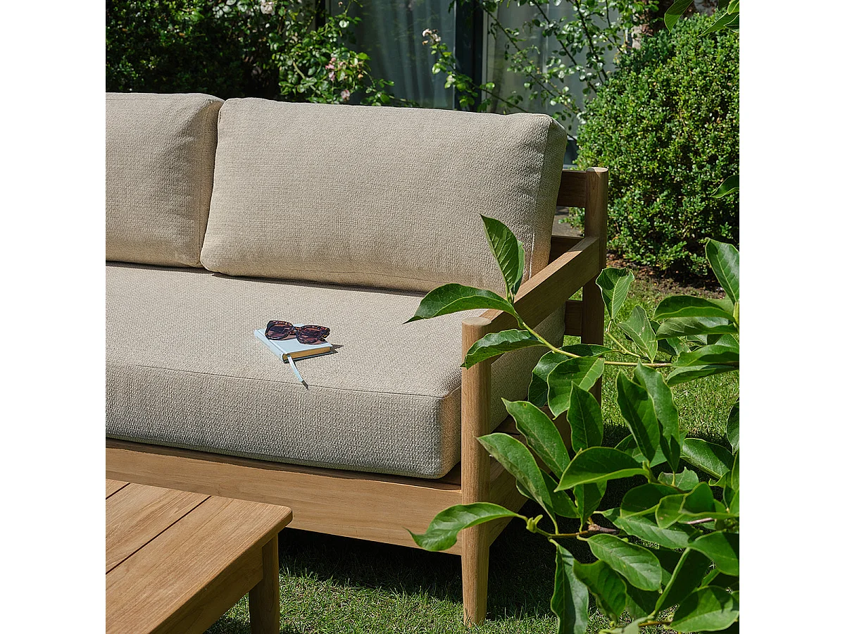Divano da giardino basso in teak massiccio per 4 persone