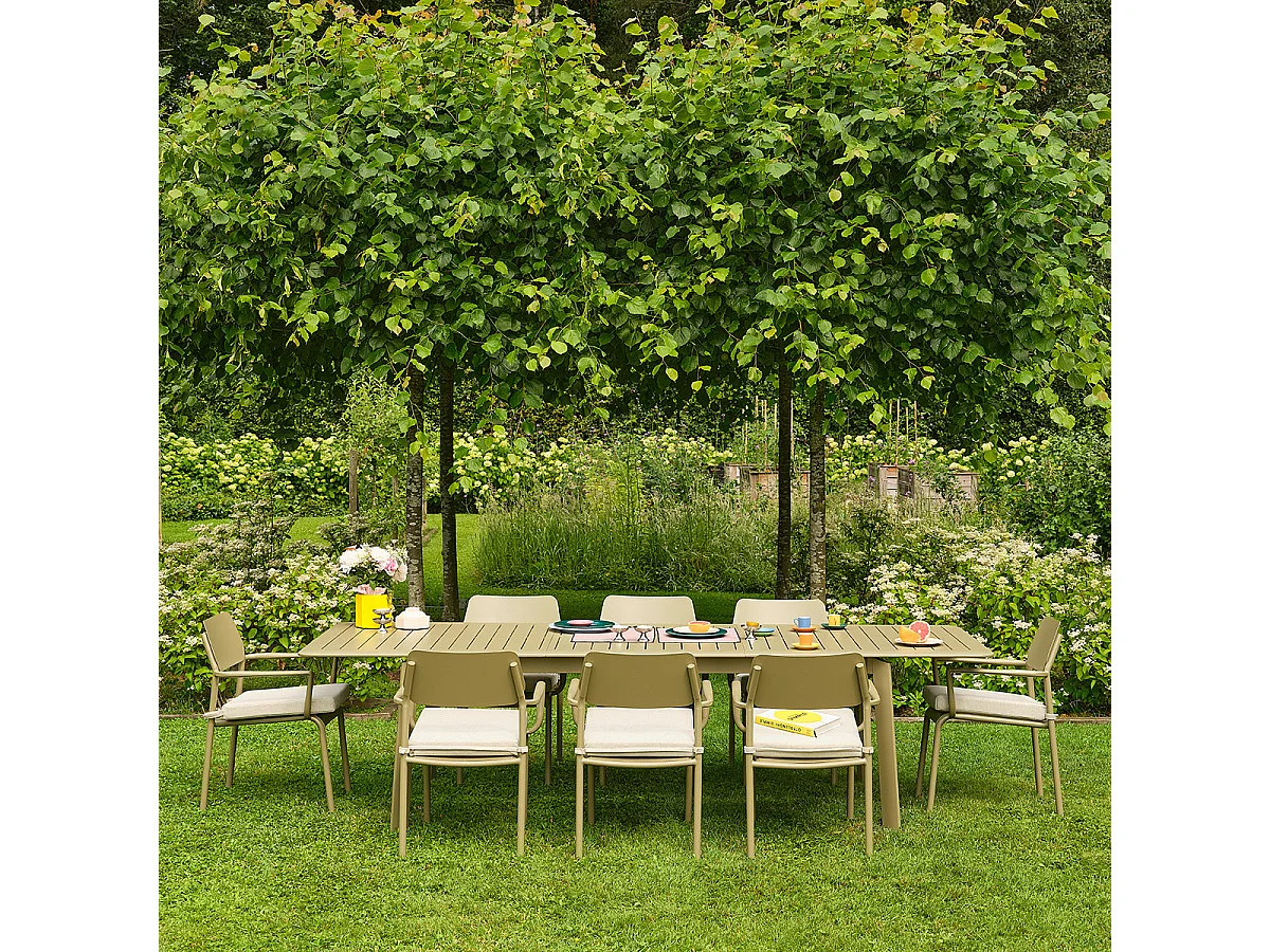 Table de jardin en aluminium kaki extensible 6/10 pers.